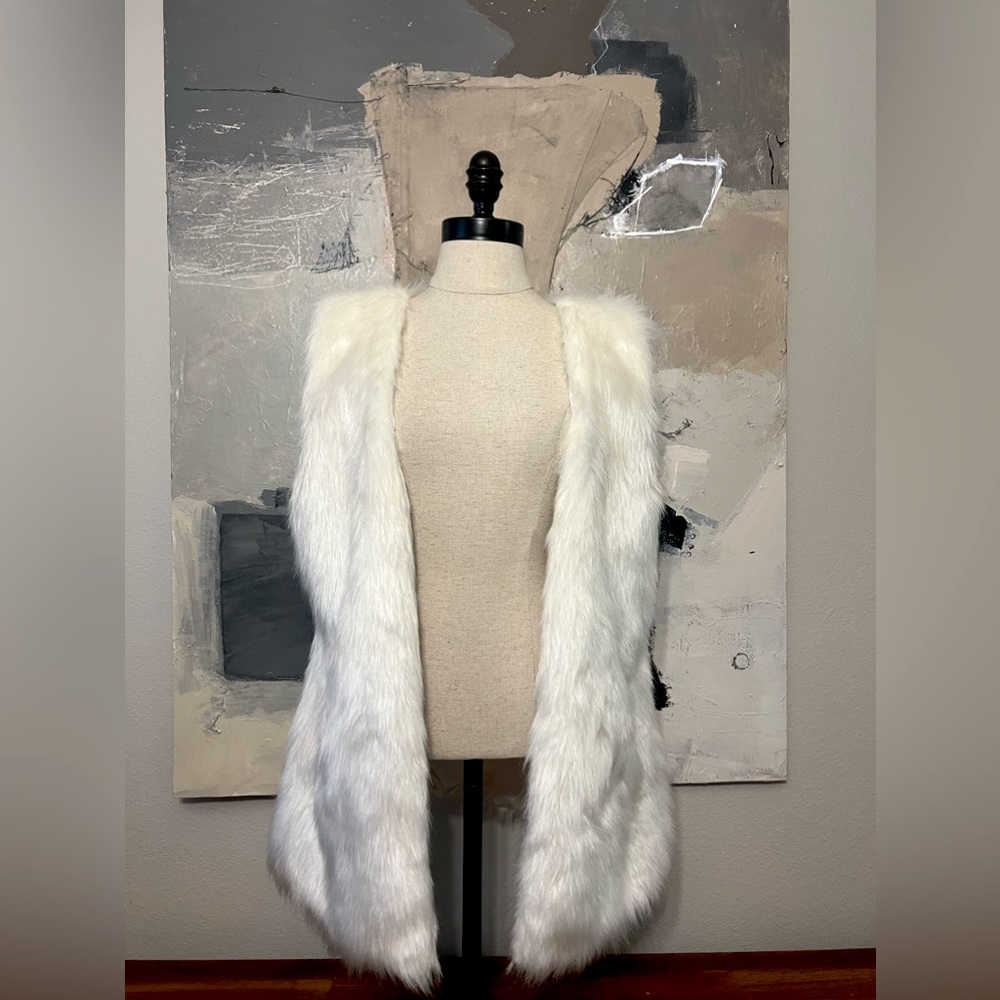 IMAN White Faux Fur Vest